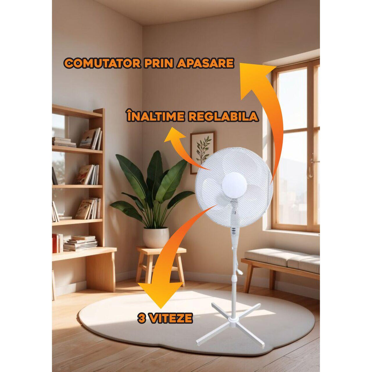 Állóventilátor VEN-2, 50W, 40 inch, 3 sebességfokozat, állítható magasság