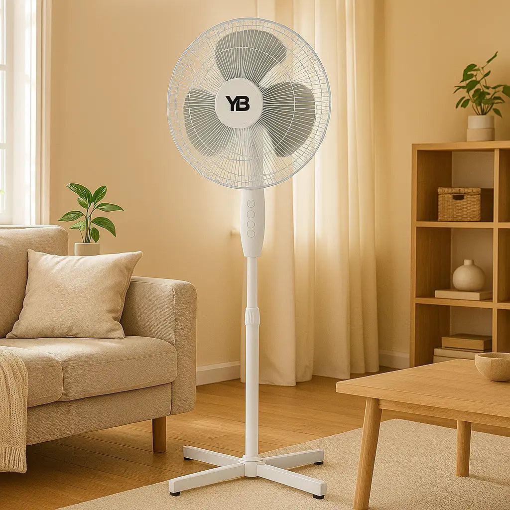 HAUSBERG XB-110 állóventilátor, 45W, 16 hüvelyk, 3 sebességfokozat, oszcilláló, állítható magasságú