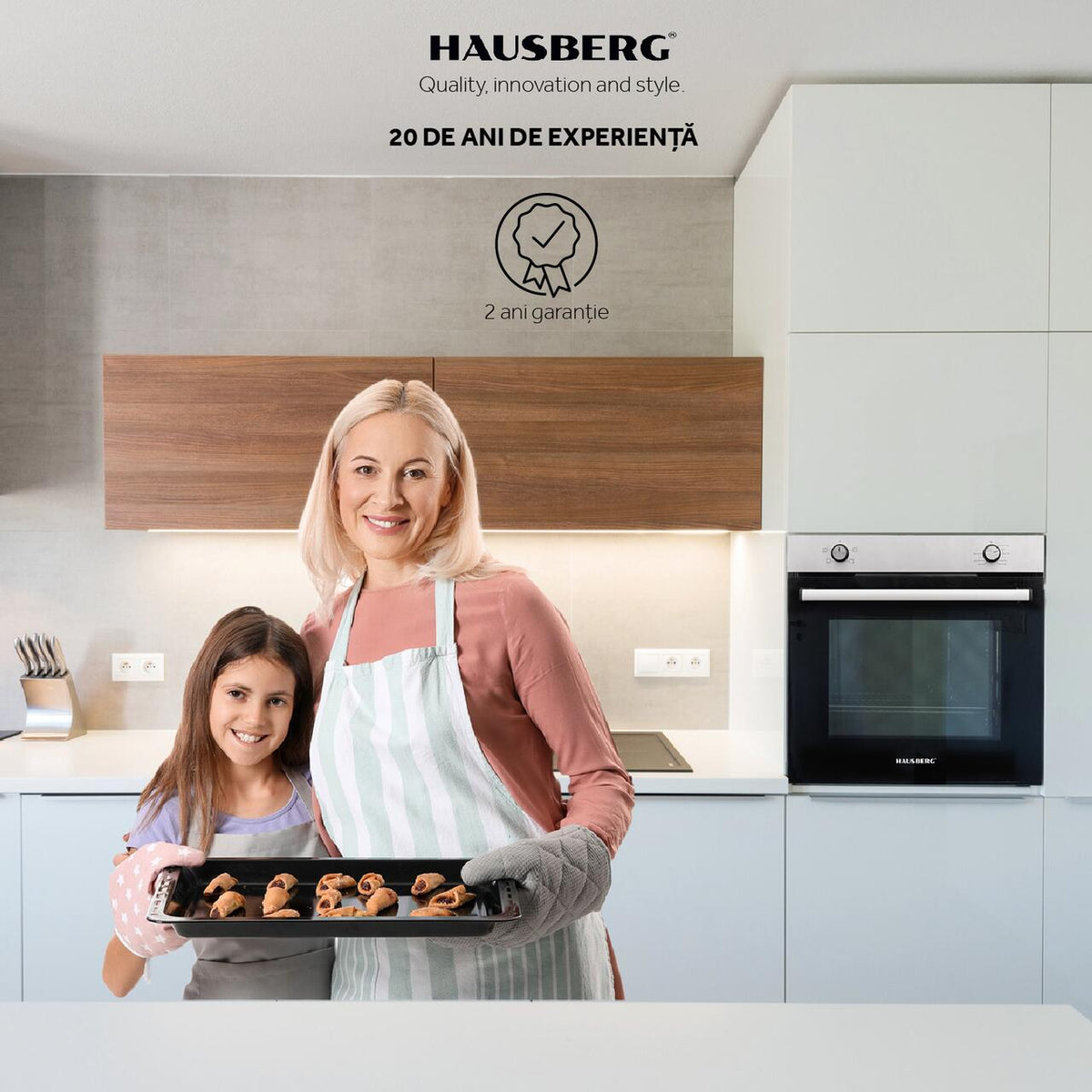 Hausberg HB-8051IN beépíthető sütő, elektromos, 2225 W teljesítmény, 76 l, 4 funkció, A osztály, fekete/inox