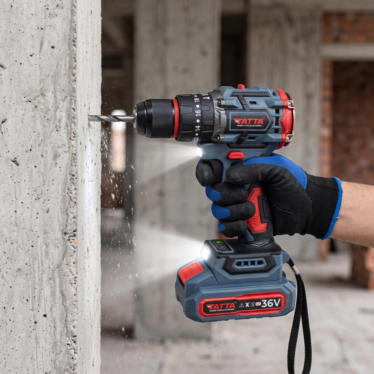 Tatta TD5320 Elektromos fúrógép, 21V, 1300W, 30 Nm, 0-3000 RPM, 10 mm-es tokmány, 2 akkumulátorral