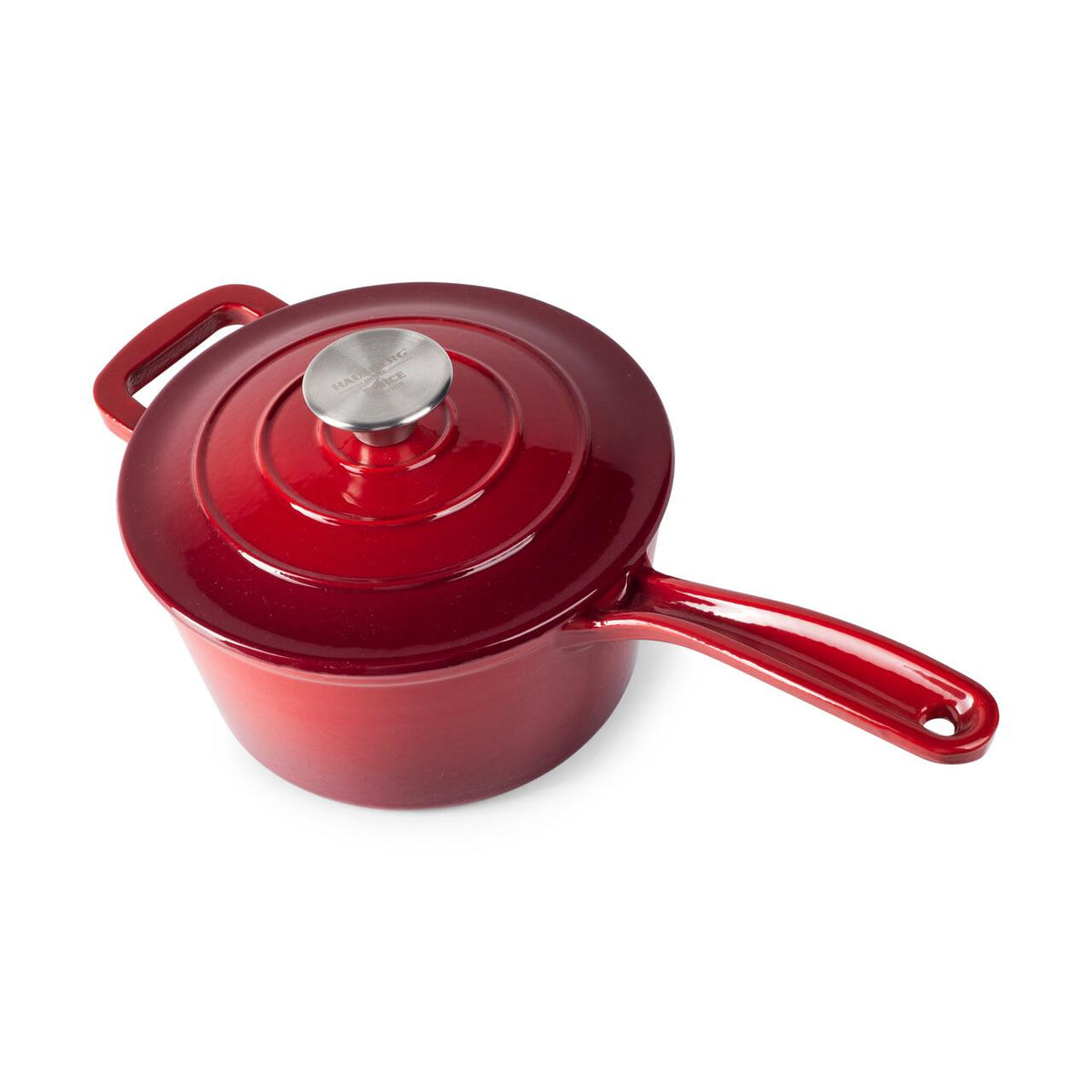 Hausberg HB-H751RS Zománcozott Öntöttvas Lábas Fedővel, 19 cm, 1,9 l, Indukciós és Sütőben is Használható
