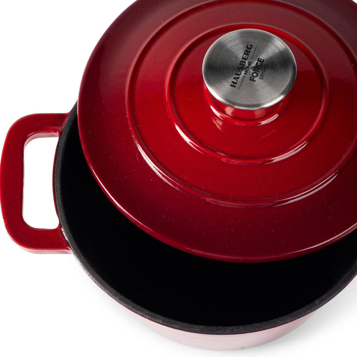 Hausberg HB-H751RS Zománcozott Öntöttvas Lábas Fedővel, 19 cm, 1,9 l, Indukciós és Sütőben is Használható