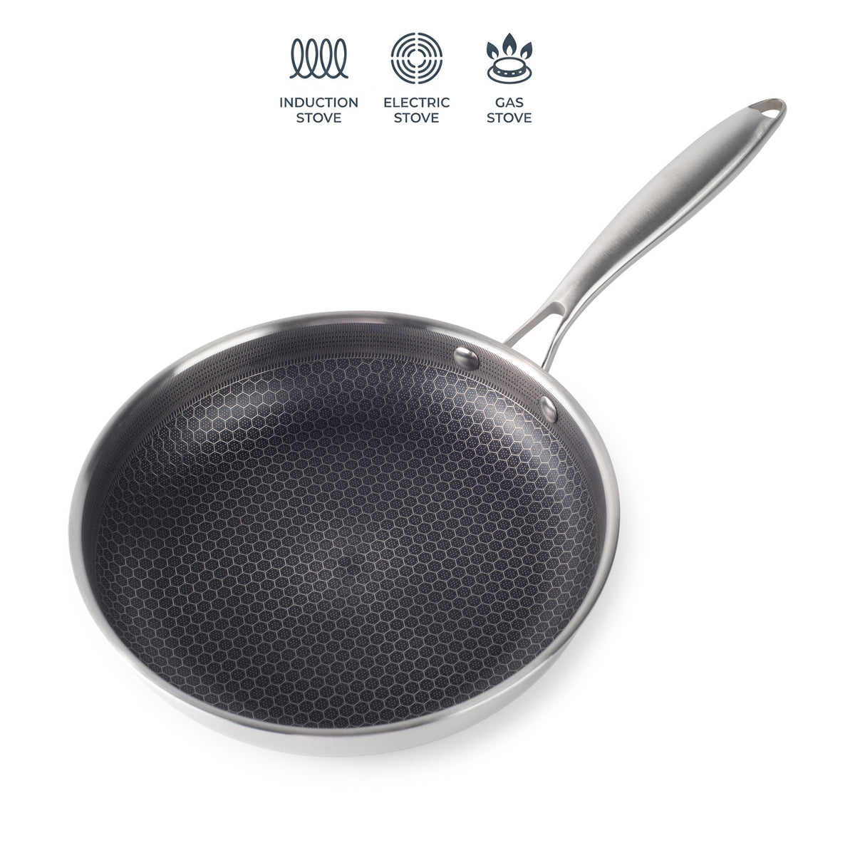 Hausberg HB-H LUX 846 26 cm-es rozsdamentes acél tapadásmentes méhsejt serpenyő indukcióhoz, 2 mm