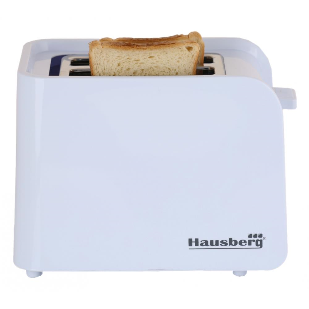 Hausberg HB-195A kenyérpirító, 750 W, 2 szelet, kiolvasztás funkció, újramelegítés funkció, 6 teljesítményfokozat, fehér