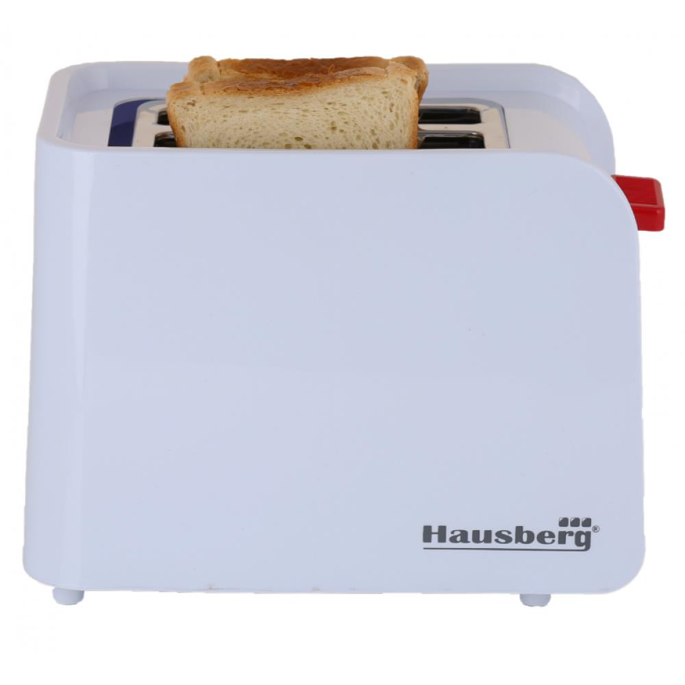 Hausberg HB-195RS kenyérpirító, 750 W, 2 szelet, kiolvasztás funkció, újramelegítés funkció, 6 fokozat, fehér/piros