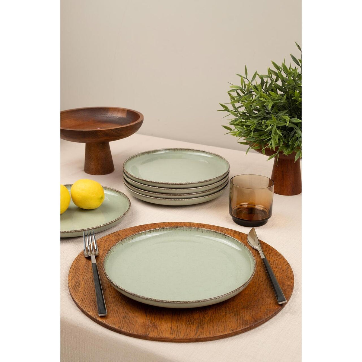 Kutahya Porselen Moderna 18 részes, 6 személyes porcelán étkészlet, zöld