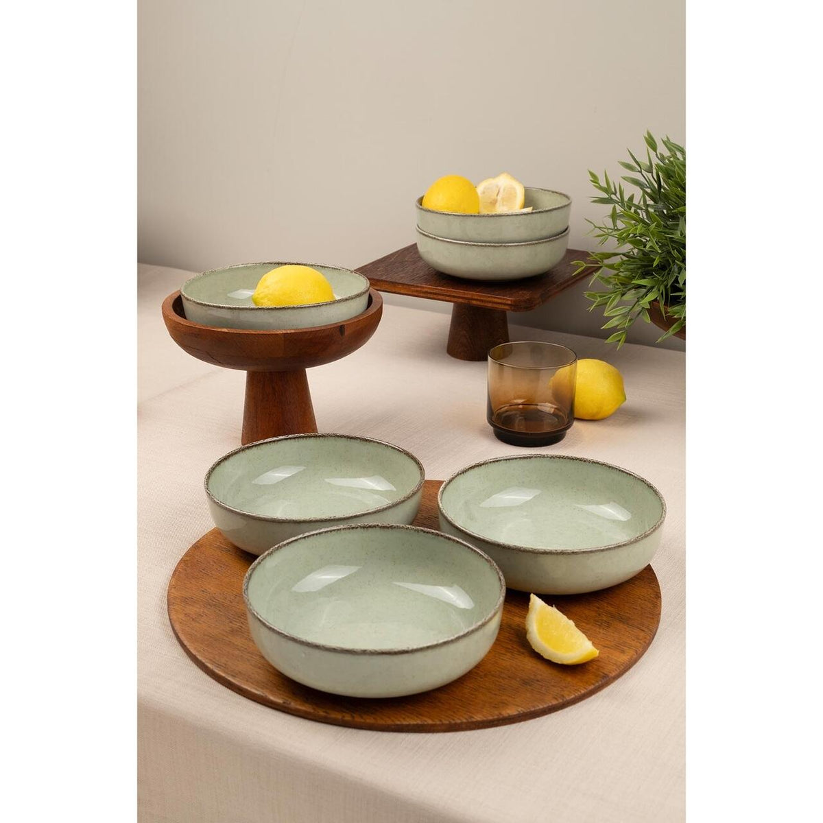 Kutahya Porselen Moderna 18 részes, 6 személyes porcelán étkészlet, zöld