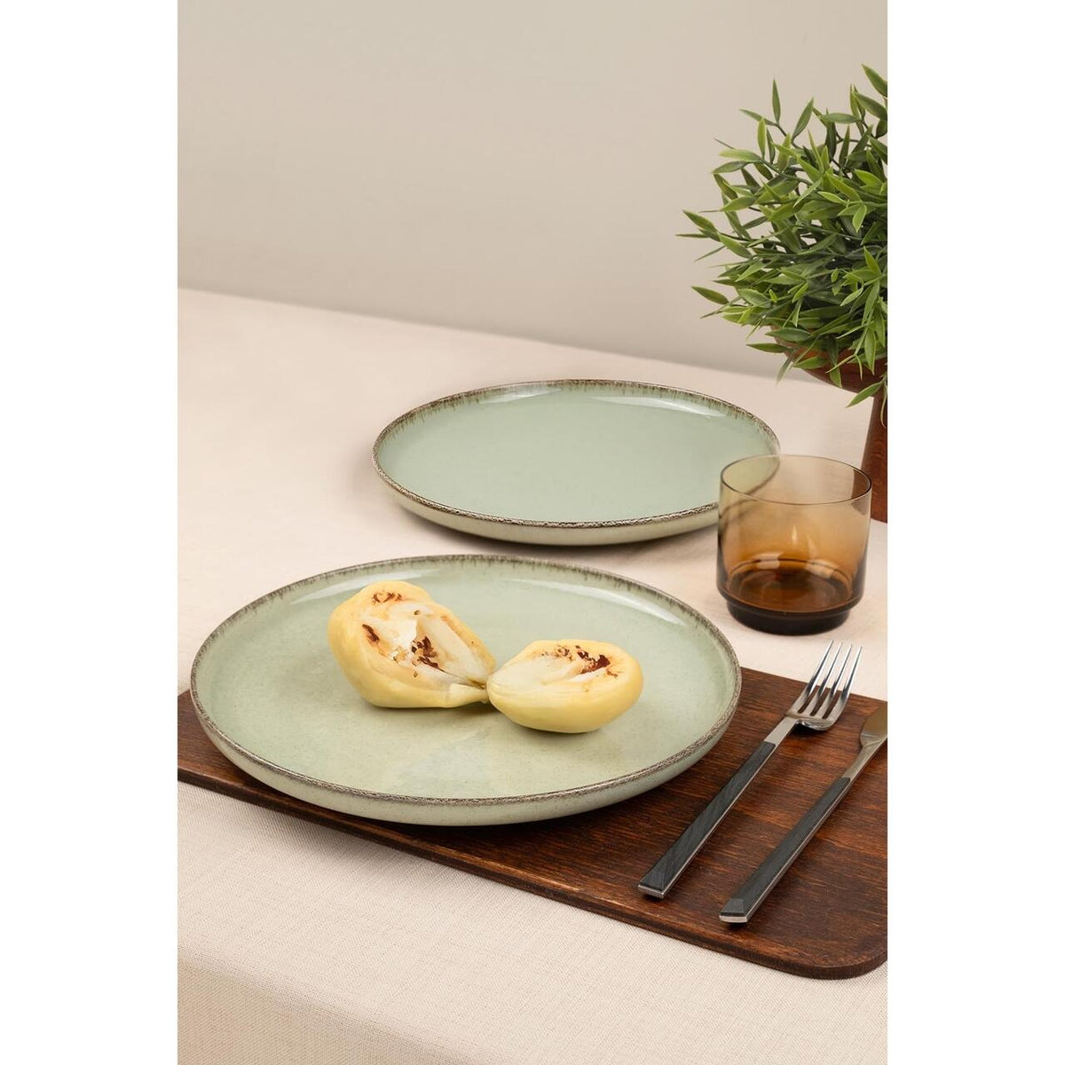 Kutahya Porselen Moderna 18 részes, 6 személyes porcelán étkészlet, zöld