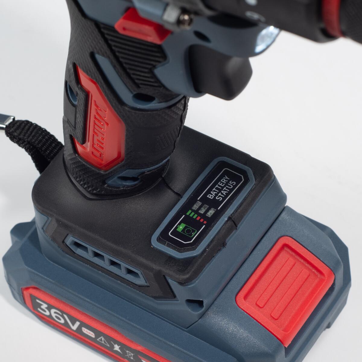 Tatta TD5320 Elektromos fúrógép, 21V, 1300W, 30 Nm, 0-3000 RPM, 10 mm-es tokmány, 2 akkumulátorral